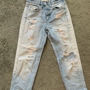 garage mom jeans very destressed